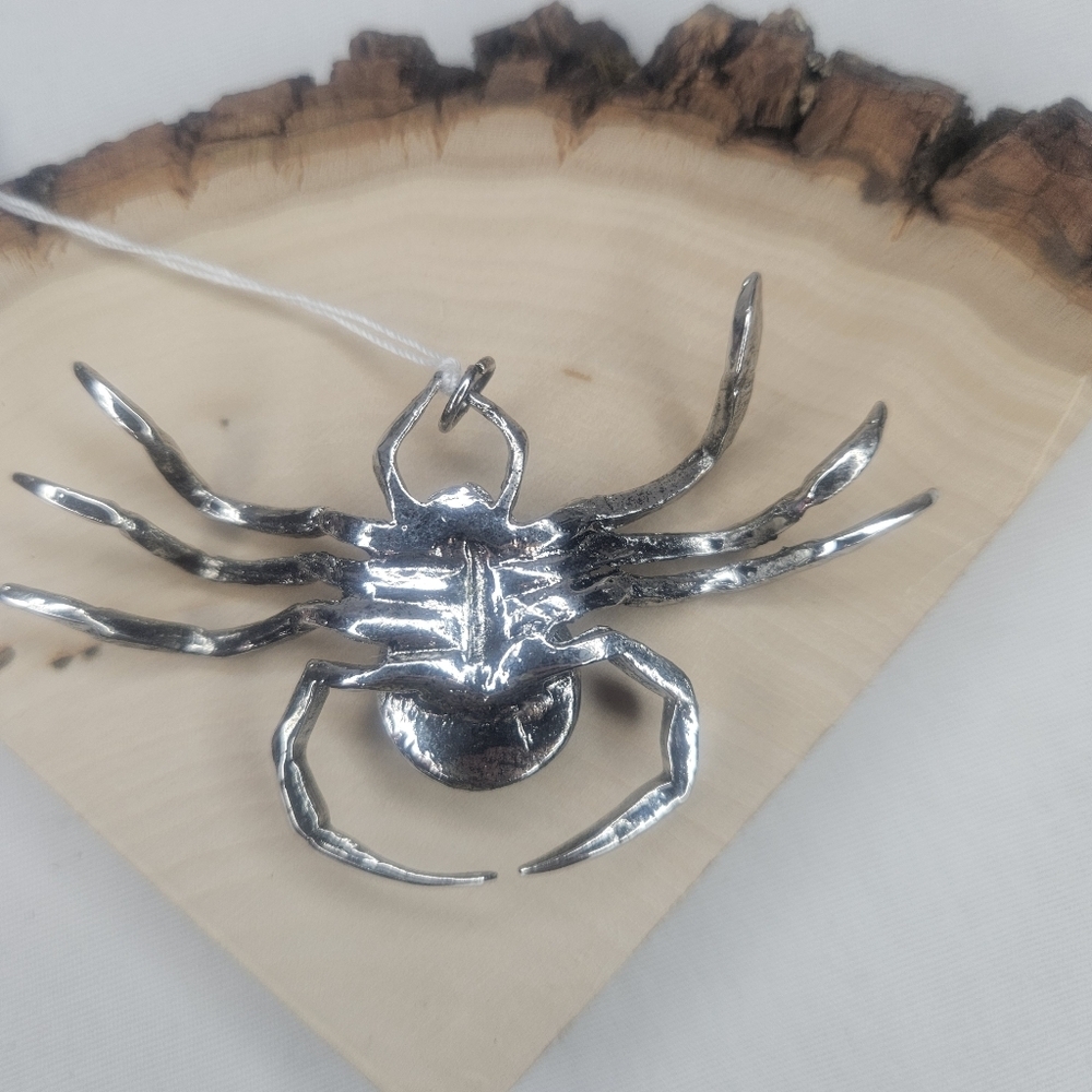 Ruby Red Rhinestone Abdomen Silver Tone Spider Pe… - image 4